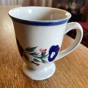 Vintage Hand Painted Floral Pedestal Coffee Cup Mug By Design Pac